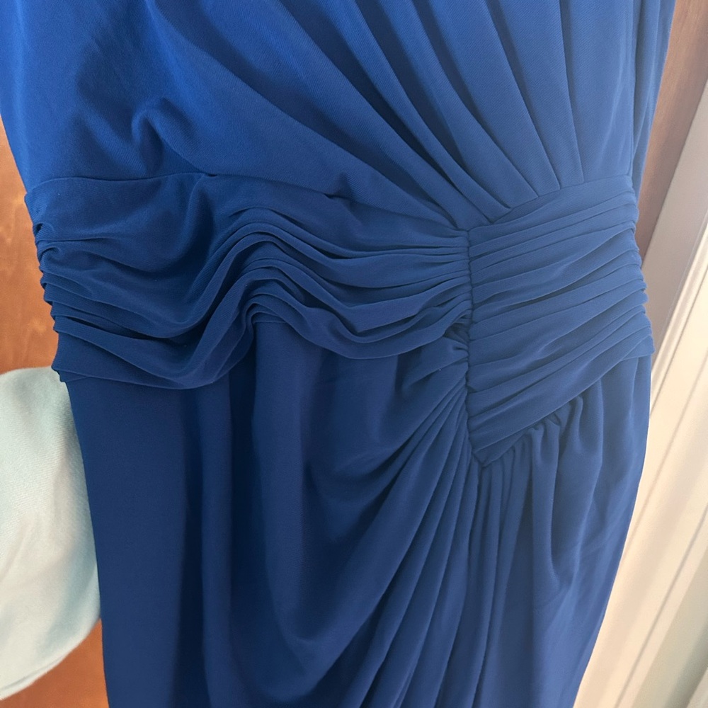 Renee Ruiz Slinky Blue Long Sleeve Ruched Maxi Dress Size 4 - Picture 6 of 8